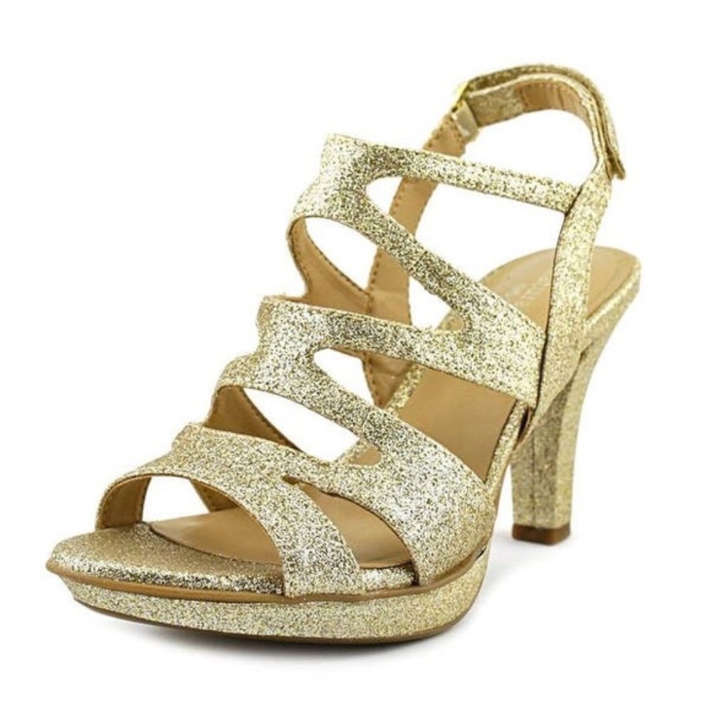Gold Glitter Strappy Heeled Sandal Diana